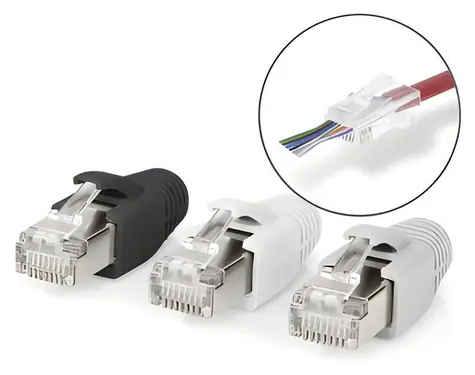 Nedis RJ45 konektor Pass Through / Konektor / CAT6a FTP / Pozlacený / 10 ks / bílá, černá, šedá