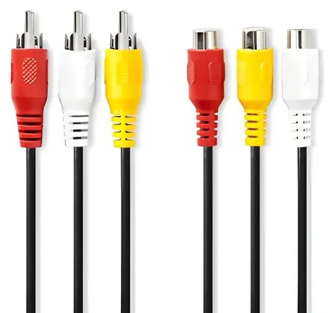 Nedis Kompozitní video kabel 3x RCA - 3x RCA 5 m černý / Kabel / poniklované konektory / 480p