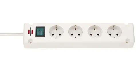 Brennenstuhl Bremounta bílá / Prodlužovací kabel / 4 zásuvky / 1,5 m / 3500 W / dětská pojistka