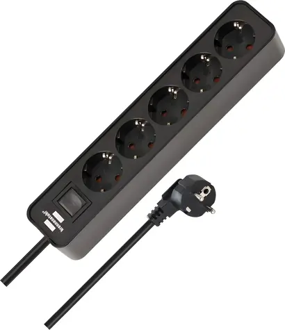 Brennenstuhl Ecolor černá / Prodlužovací kabel / 5 zásuvek / 1,5 m / 3500 W / vypínač