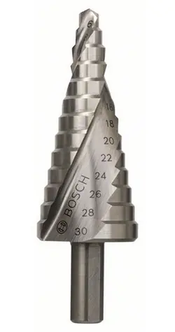 BOSCH 2608597520 / Stupňovitý vrták HSS / Rozměry 6-30 x 4 x 10 mm / 13 stupňů / 1 ks