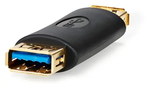 Nedis USB-A - USB-A antracit / Adaptér / USB 3.2 Gen 1 / 5 Gbps / Pozlacené konektory