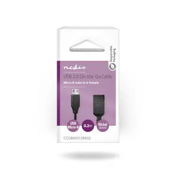 Nedis OTG adaptér Micro-B(M) - USB-A(F) černá / Adaptér / USB 2.0 / 480 Mbps / poniklovaný