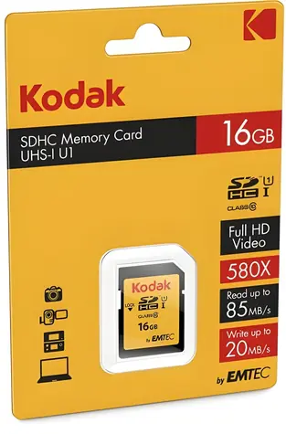 Kodak SDHC 16GB / Paměťová karta / UHS-I (U1) / Class 10 / V10 / čtení 85 MB/s