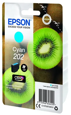 Epson 202 Claria Premium azurová / Originální cartridge / XP-6000 / 4,1 ml