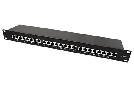 Value Patch panel 19" Cat.6A STP černý / Patch panel / 24 portů / RJ-45