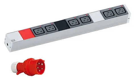 BACHMANN 800.0111 / Napájecí panel / 1U / 6x C19 / 3x16A vidlice / 3 m
