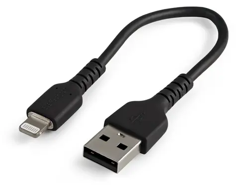 StarTech odolný kabel USB-A na Lightning černá / Datový kabel / aramidová vlákna / 0,15 m