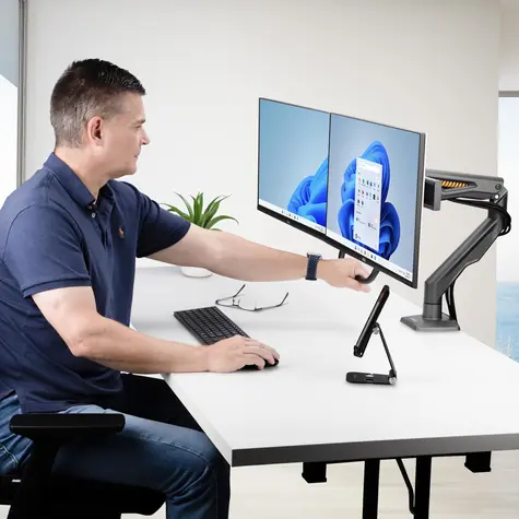 StarTech stolní držák pro 2 monitory černá / Držák pro monitory / VESA / 17-27" / nosnost 30 kg / náklon -15° až 65°