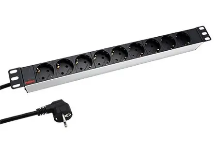 Roline 19" napájecí panel bílý/černý / Napájecí panel / 1U / 9x zásuvka DE / 1,8 m kabel
