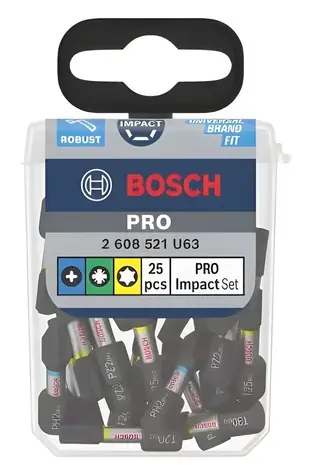 BOSCH Sada bitů PRO Impact / Sada šroubovacích bitů / 25 ks / 1/4" / PH2, PZ2, T20, T25, T30