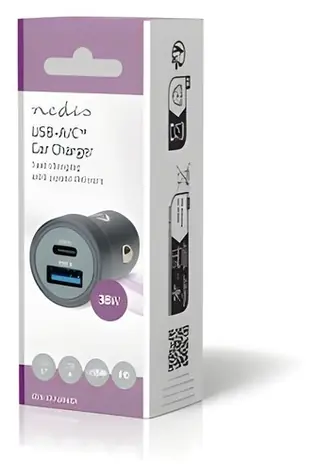 Nedis Nabíječka do auta 38 W / Nabíječka do auta / USB-C Power Delivery + USB-A Quick Charge / 12-24 V