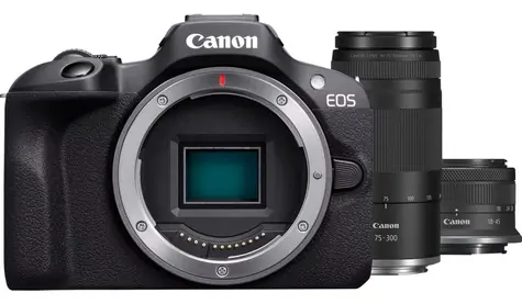 Canon EOS R100 + RF-S 18-45mm + RF 75-300mm černá / Fotoaparát / CMOS / 4K video / Wi-Fi / Bluetooth