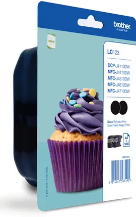 Brother LC-123BKBP2 černá / Inkoustová náplň / Multipack 2x / Originální / DCP-J4110DW