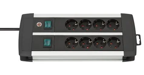 Brennenstuhl Premium-Alu-Line černá/stříbrná / Napájecí lišta / 8x zásuvka / 3 m / 3500 W