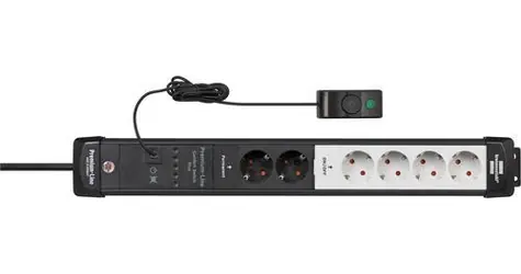 Brennenstuhl Premium-Line Comfort Switch Plus černá/šedá / Prodlužovací kabel / 6x zásuvka / nožní spínač / 3 m