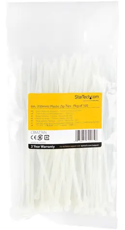 StarTech stahovací páska bílá / Stahovací páska uvolnitelná / Nylon / 150 mm / 100 ks