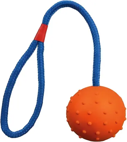 TRIXIE Hračka pro psy Vrhací míček na provázku / Guma / Průměr 6 cm / Délka 30 cm