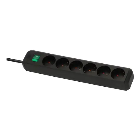 Brennenstuhl Eco-Line černá / Přepěťová ochrana / 6 zásuvek / 3 m / vypínač
