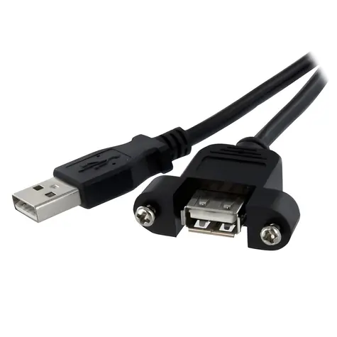 StarTech USB-A - USB-A kabel s montáží na panel černá / Kabel / USB 2.0 / 0,3 m