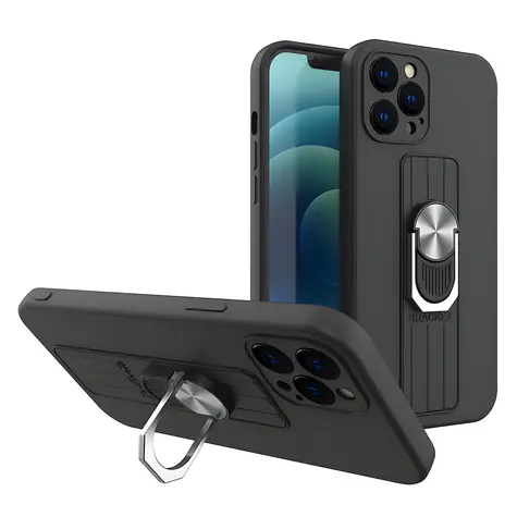 Hurtel Ring Case pro Xiaomi Poco M4 Pro 5G černé / Pouzdro s úchytem a stojánkem / Silikonové