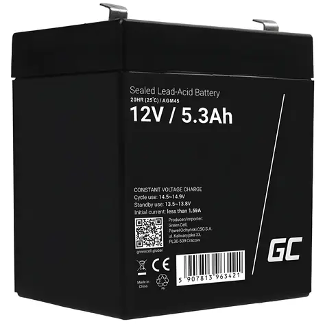 Green Cell AGM45 / Baterie pro UPS / VRLA AGM / 12V / 5,3Ah