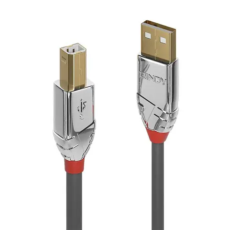 Lindy USB 2.0 Cromo Line šedá / Kabel USB / USB A - USB B / 3 m / 480 Mbit/s