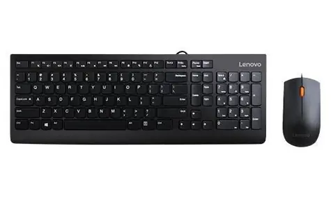 Lenovo 300 černá / Set klávesnice a myši / Drátový / US layout / 1600 DPI / USB-A