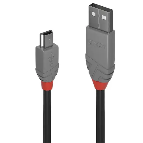 Lindy Anthra Line černá / Kabel USB / USB 2.0 Typ A - Mini-B / M/M / 3 m / 480 Mbit/s