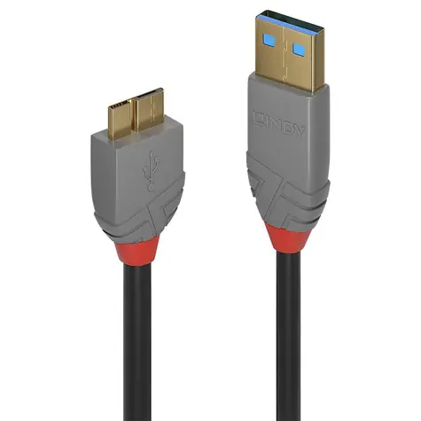 Lindy Anthra Line černá / Kabel USB / USB-A - Micro-USB B / 2 m / 5 Gbit/s