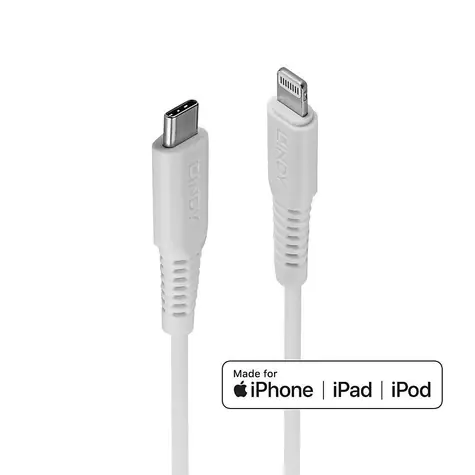 Lindy USB-C na Lightning bílá / Kabel / 3 m / 480 Mbit/s / MFi certifikace