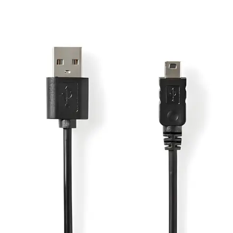 Nedis USB kabel USB-A - Mini 5-pin černá 2m / Kabel USB / USB-A - Mini 5-pin / 480 Mbps / Poniklované