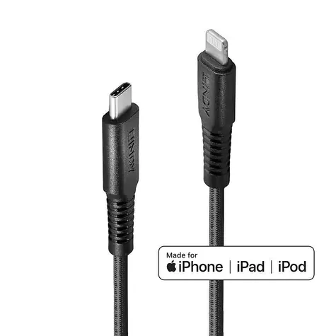 Lindy USB-C na Lightning černá / Kabel / 0,5 m / MFi certifikace / zesílený