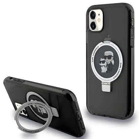 Karl Lagerfeld Ring Stand Karl&Choupette černá / Pouzdro / MagSafe / pro iPhone 11 / Xr