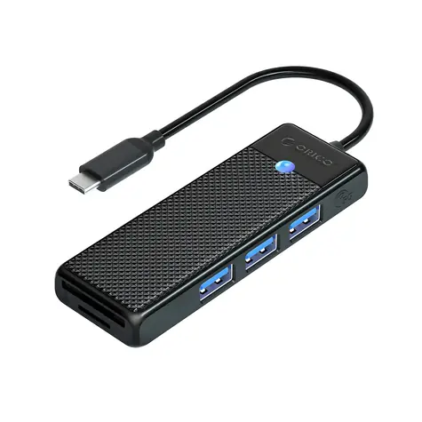Orico PAPW3AT-U3 černá / USB hub / 3x USB-A 3.0 / čtečka karet microSD/SD / kabel 1,8 m