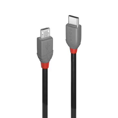 Lindy Anthra Line USB-C - Micro-USB B černá / Kabel USB / USB 2.0 / 3 m / 480 Mbit/s