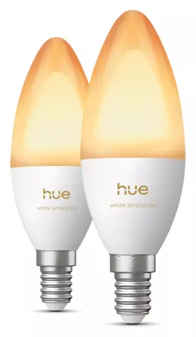 Philips Hue LED žárovka E14 3,7W bílá / Chytrá LED žárovka / B39 svíčka / stmívatelná / 2 ks