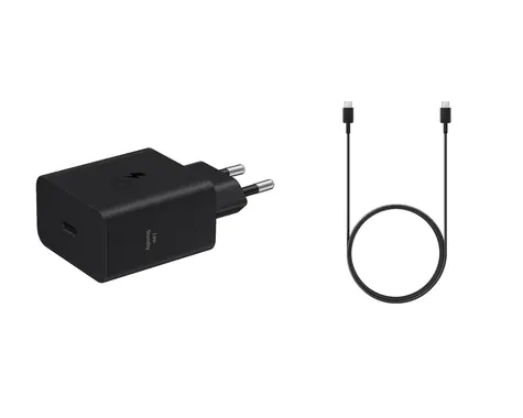 Samsung EP-T6010NBE + EP-DA705BBE černá / Cestovní nabíječka a kabel / USB-C 60W / USB-C-USB-C 3A