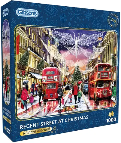 GIBSONS Puzzle Vánoční Regent Street / 1000 dílků / 68 x 49 cm