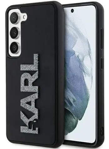 Karl Lagerfeld 3D Rubber Glitter Logo černá / Pouzdro pro Samsung Galaxy S24