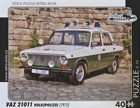 RETRO-AUTA Puzzle č.73 VAZ 21011 Volkspolizei (1975) / 40 dílků / 32 × 24 cm