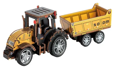 2KIDS TOYS 3D dřevěná skládačka Traktor s přívěsem / 60 dílků / od 6 let