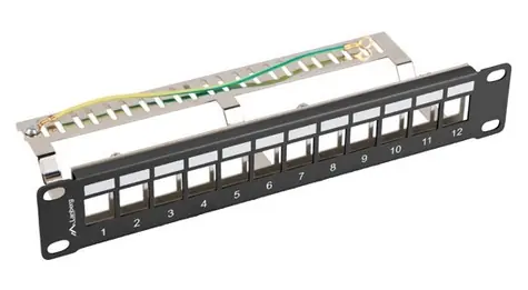 Lanberg Patch panel pro Keystone černý / Patch panel / 12 portů / FTP / 1U / 10" / neosazený