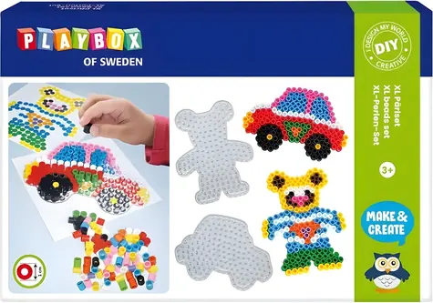 PLAYBOX Zažehlovací korálky Auto a medvídek XL / 600 ks / od 3 let
