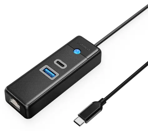 Orico PW3UR25-C3 černá / USB Hub / USB-C / RJ45 2.5G Ethernet / kabel 1,8 m