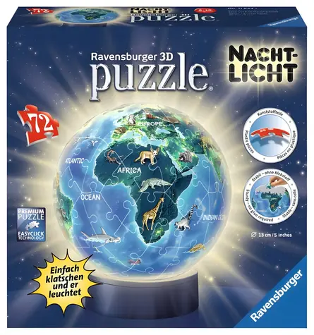 RAVENSBURGER 3D Puzzle-Ball Noční globus / 72 dílků