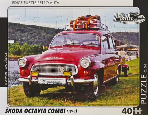 RETRO-AUTA Puzzle Škoda Octavie Combi (1964) / 40 dílků / č.34 / 32 x 24 cm