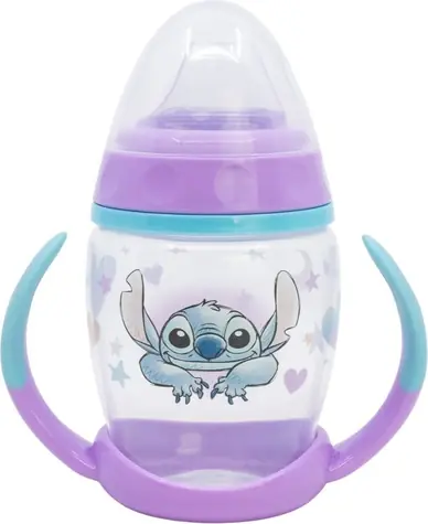 STOR Hrneček s oušky a silikonovým náustkem 270 ml Stitch / Dětský hrnek / Bez BPA / Silikonový náustek