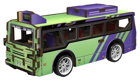 2KIDS TOYS 3D dřevěná skládačka Autobus / Na natažení / 6+ let