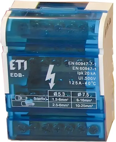 ETI EDB-411 / Svorkovnicový blok / 125 A / 4P / 11 svorek